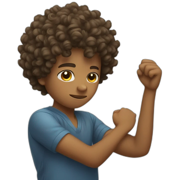 Curly hair boy dabbing emoji