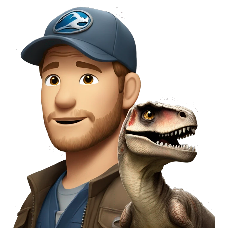 Chris pratt from Jurassic world with raptor emoji