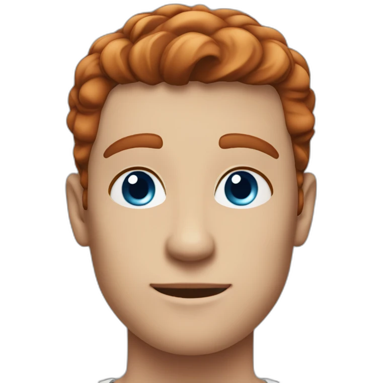 Chiselled man blue eyes slick reddish hair clean shaven emoji