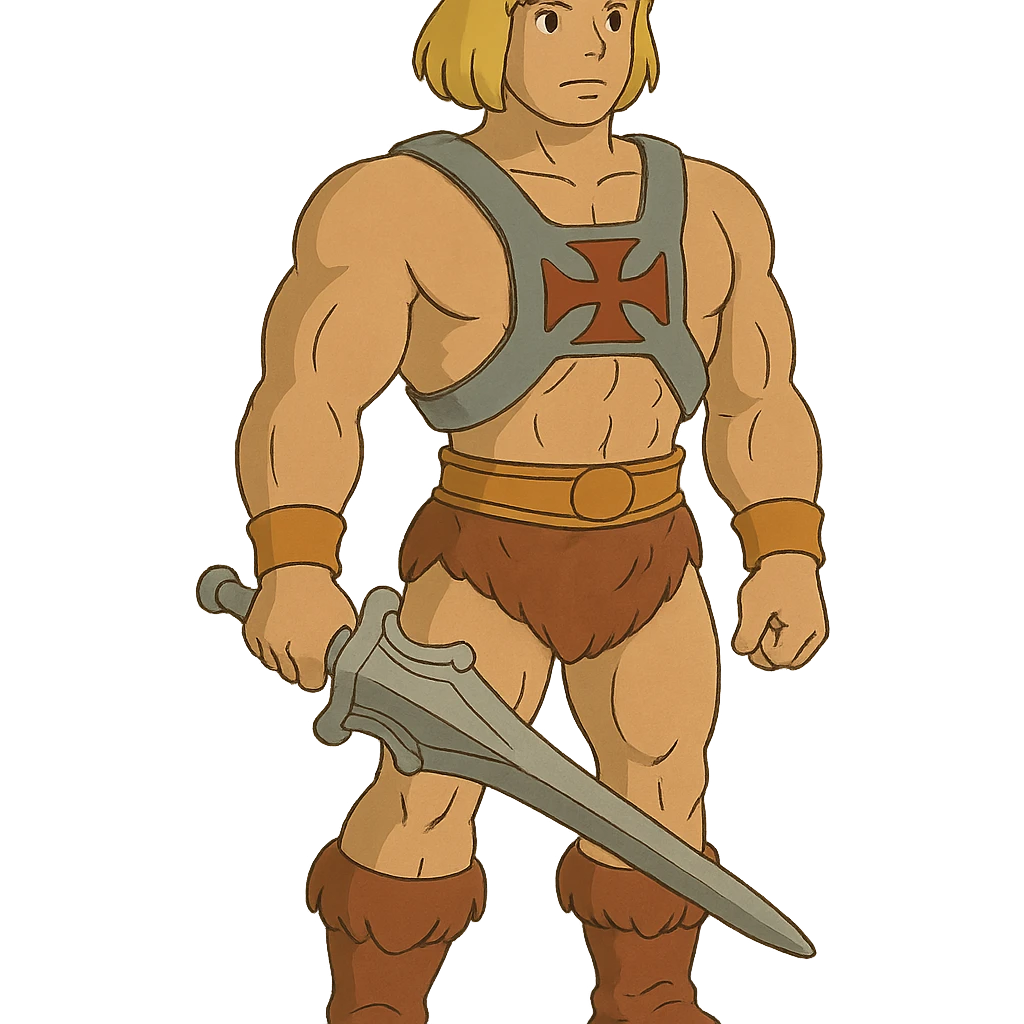 full-body He-Man character in ghibli style emoji