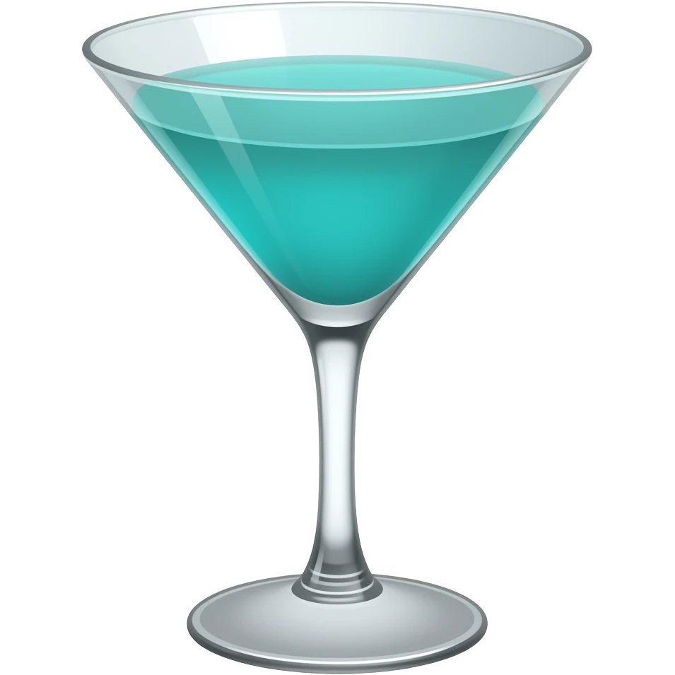 turquoise cockatil on martini glass with noting as guarnish emoji