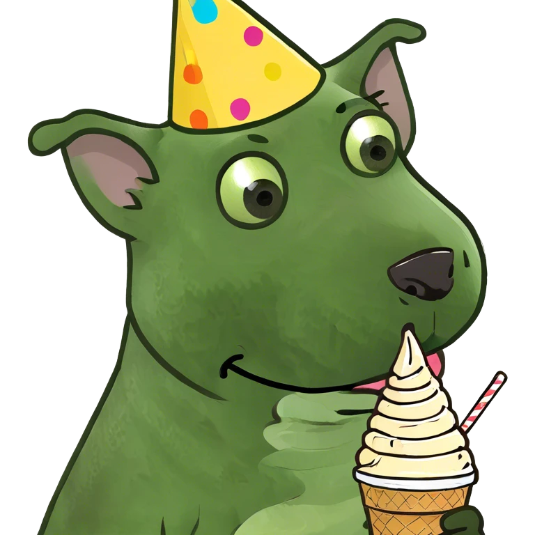 Dog eating ice cream emoji