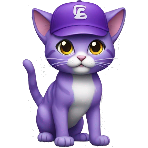purple cat in cap pointing emoji