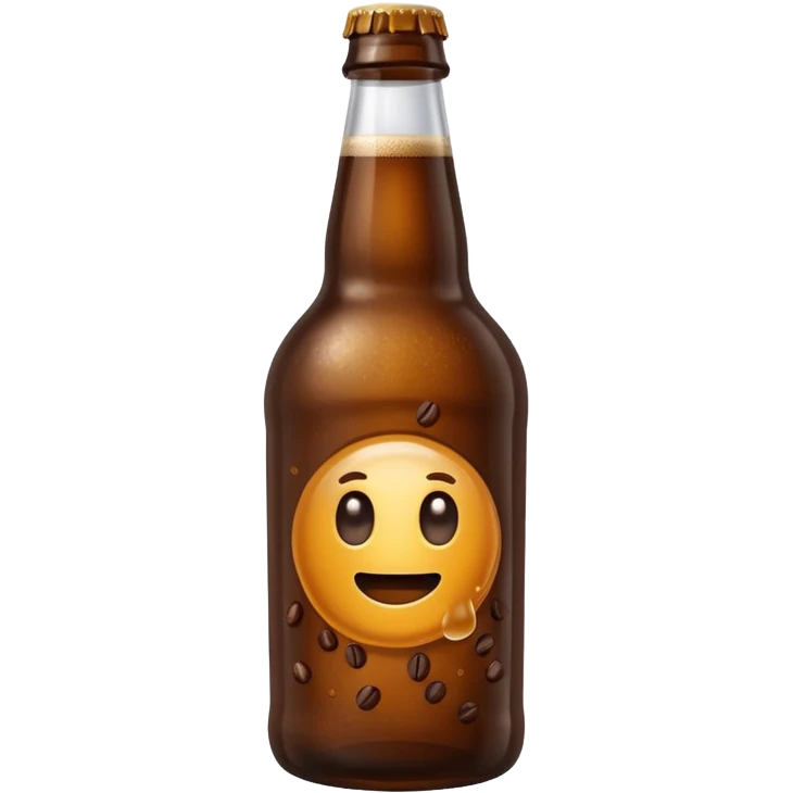 cerveza en botella con grano de cafe al lado emoji