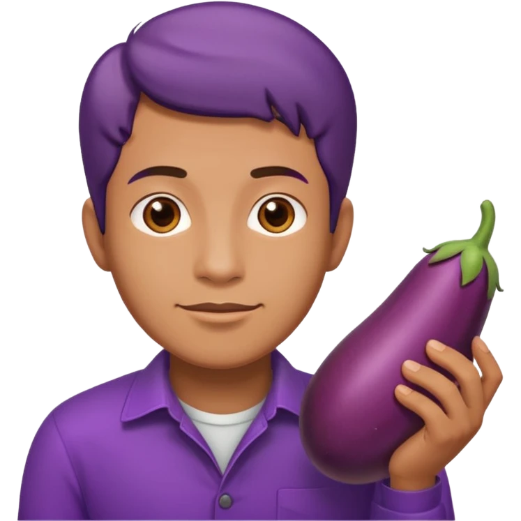 Naked man with an eggplant as his penis emoji