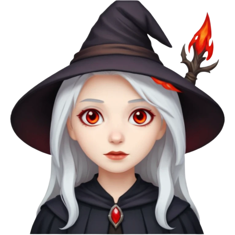 Young witch with white hair and red eyes  emoji