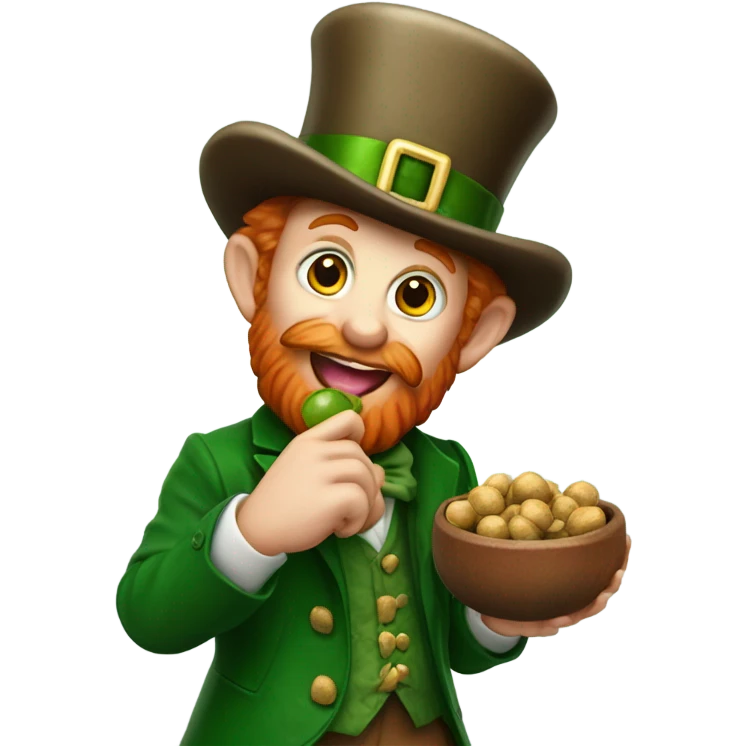 Leprechaun eating a buckeye emoji