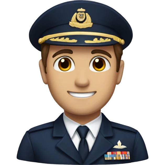 Man in navy uniform with brown hair and brown eyes  emoji