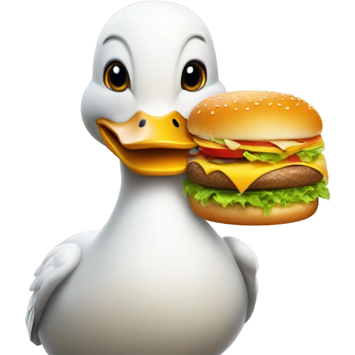 Duck eating cheeseburger emoji