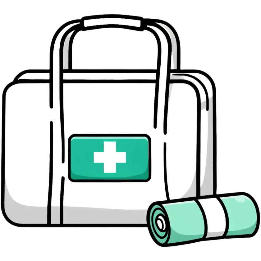 First aid medical kit with bandages and medicine visible emoji