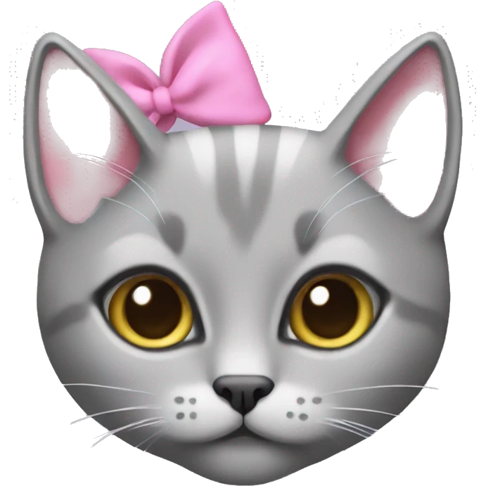 Grey cat with pink bonita emoji