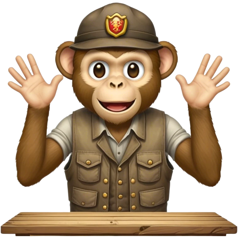 Dirty farmer monkey falling over table  emoji