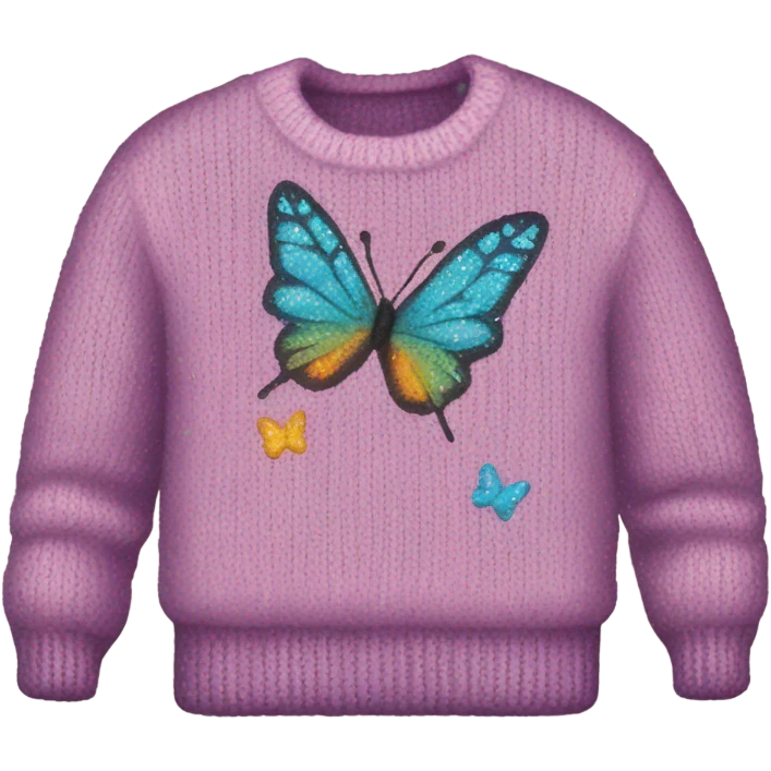 Knit sweater with butterfly glittery design emoji