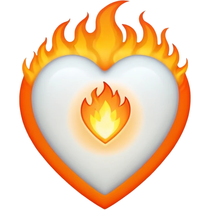 The heart is white and there is fire all around emoji