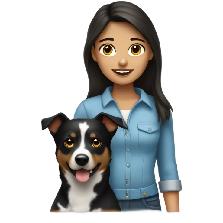 brunette girl with blue heeler emoji