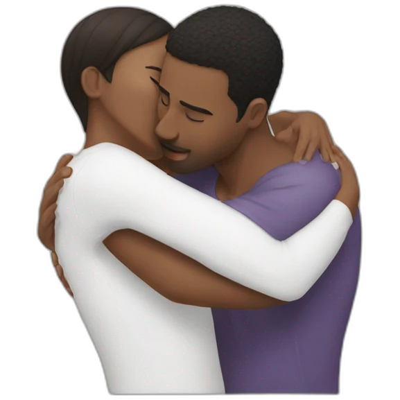 Woman kiss neck man and hug him from behind emoji
