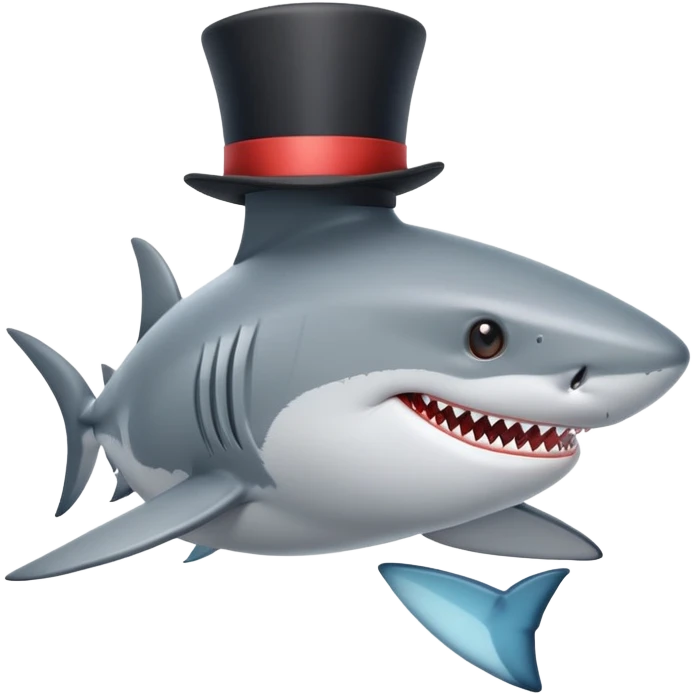 Shark with a top hat emoji