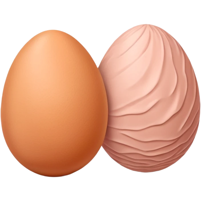 two skin tone peachy beige-pink egg shaped balls/spheres, both same size and same color, add a bumpy, loose, wrinkly skin texture with folds to both.  emoji