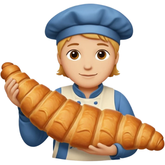 Baking humanless avatar in clean vibrant style illustration. Fresh croissant and rolling pin, warm golden tones, simple shapes, flat design, high contrast, cozy and friendly. emoji