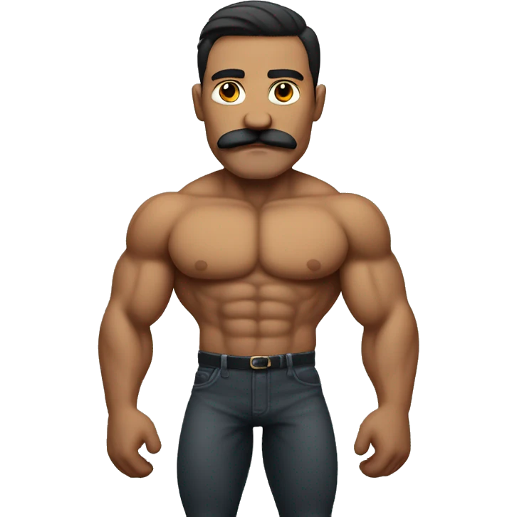 muscular man, mustache,full body emoji