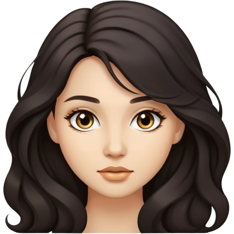 young woman with dark flowing hair and light makeup emoji