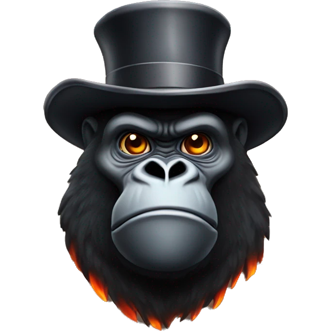 Magma lava gorilla wearing a tophat emoji