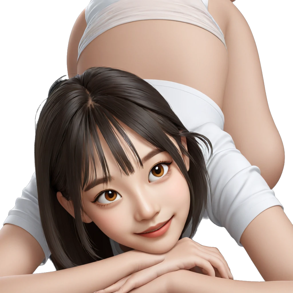 smiling girl in white shirt emoji