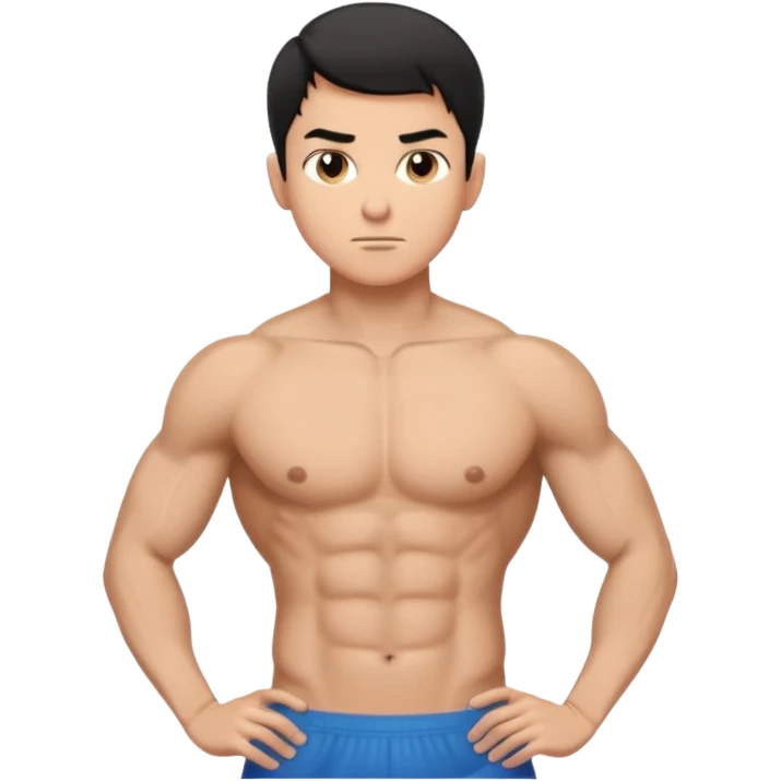 Male showing core stomach muscles default emoji