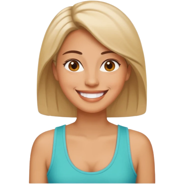 Adult woman, wearing a sleeveless tank top, potrait
 emoji