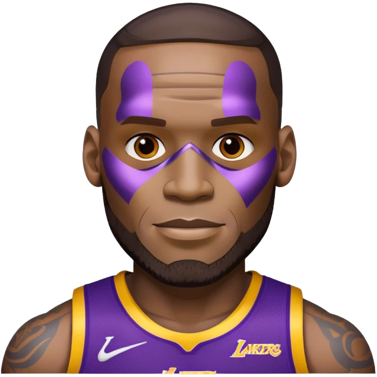Lebron James as a half robot/cyborg AI but still keep lakers and friend;y emoji