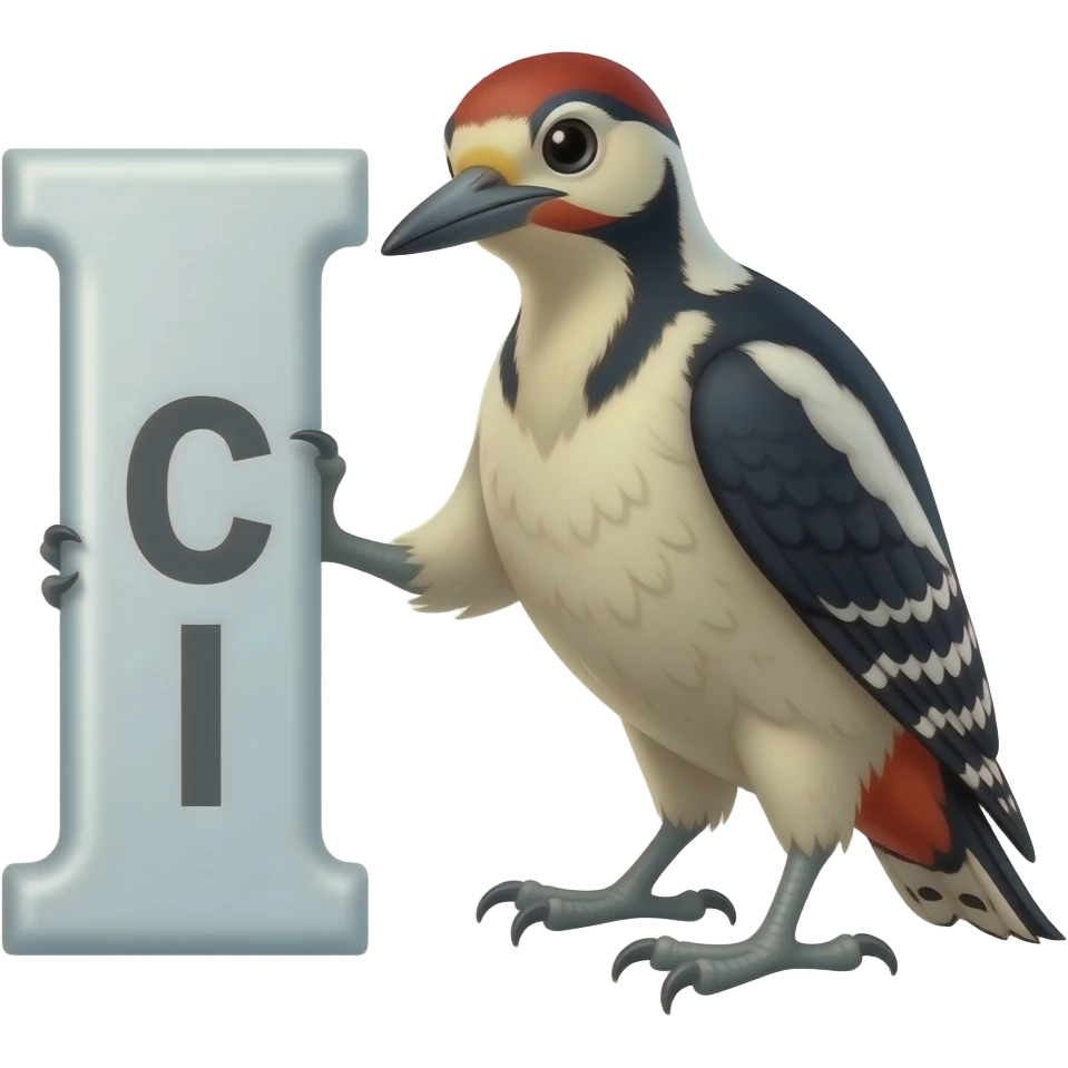 woodpecker ci emoji holding the word CI emoji