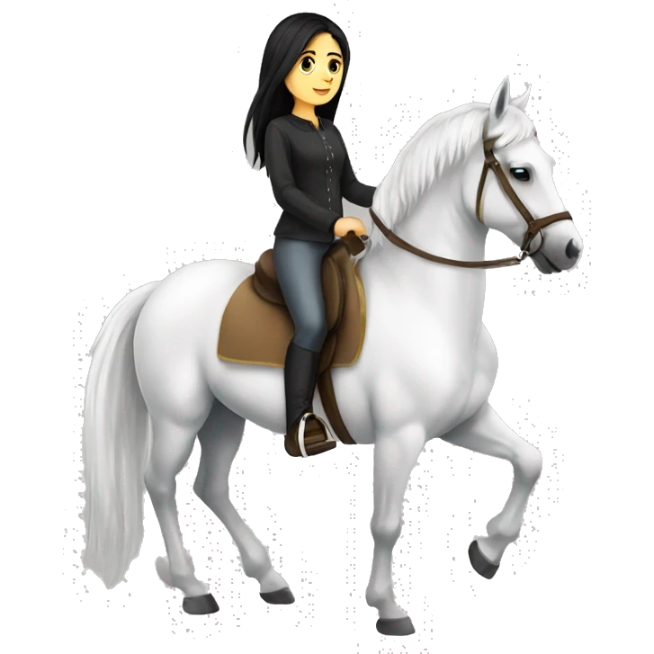 Arabic white horse riding german  cute Girl black Hair emoji