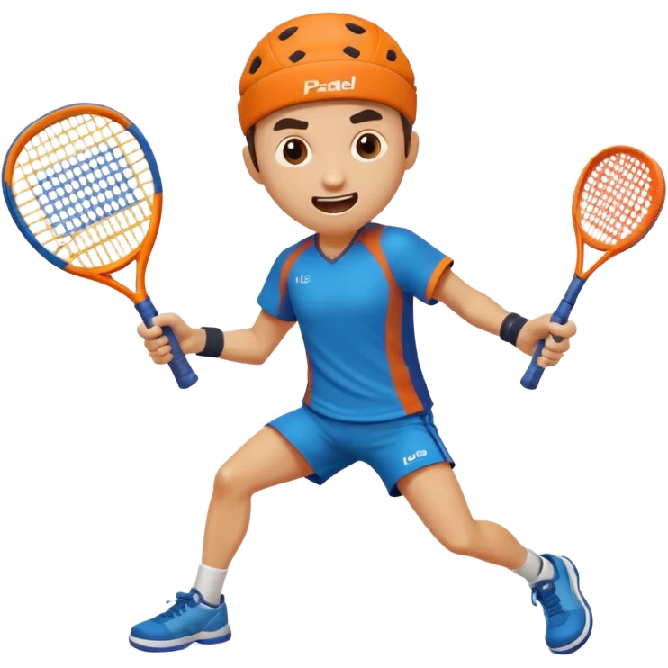 Funny character smashing using padel racket emoji