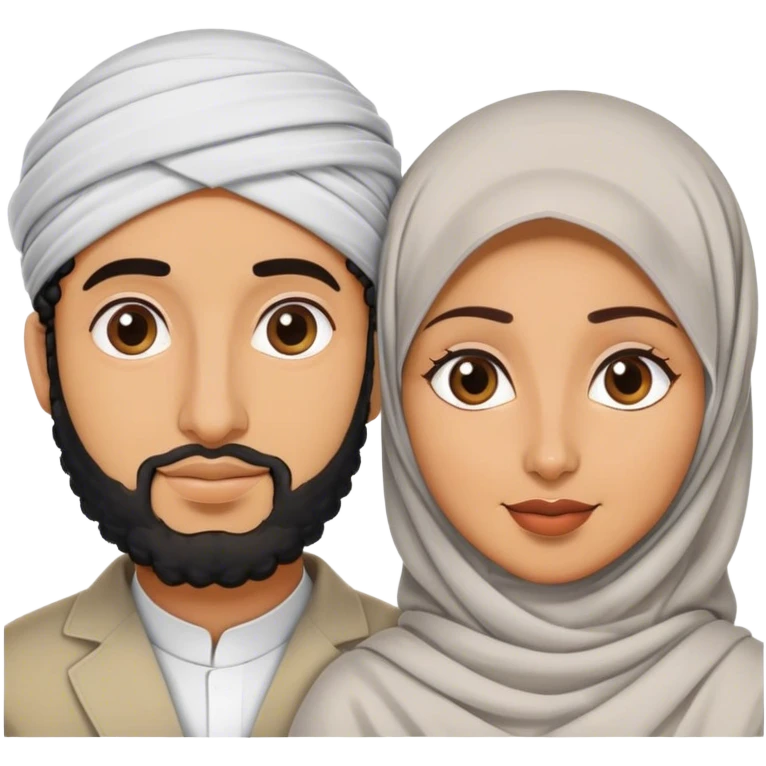 the arabe husband with the curly hair and the bengali wife with a hijab emoji