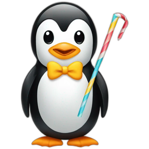 Penguin with a straw in its mouth emoji