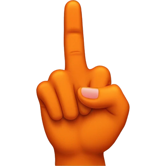 Hook’em horns hand sign with index finger and pinky raised and middle finger and ring finger down to make a U shape and orange like the longhorns colors emoji