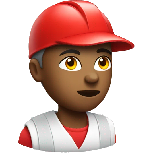 runner with red clothing and white hard hat emoji