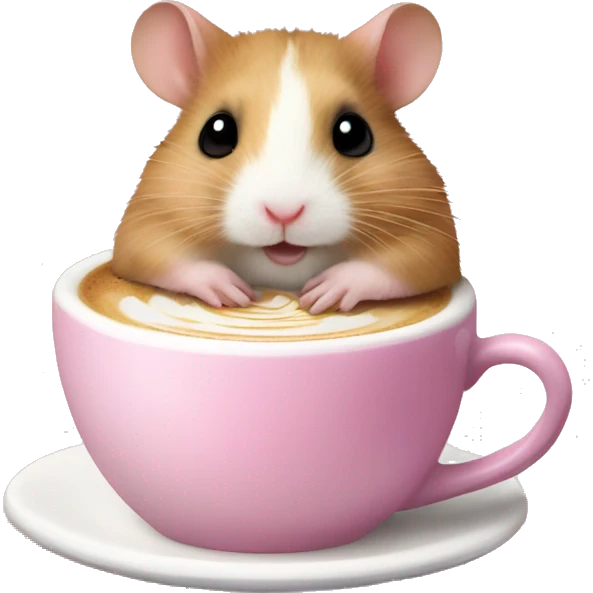Hamster with a pink lace having a latte emoji