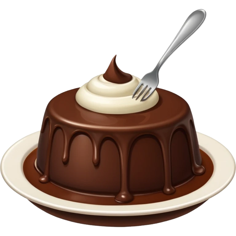 chocolate pudding with fork emoji