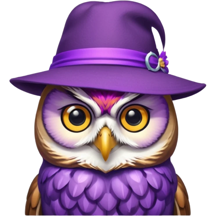 owl wear purple with hat emoji
