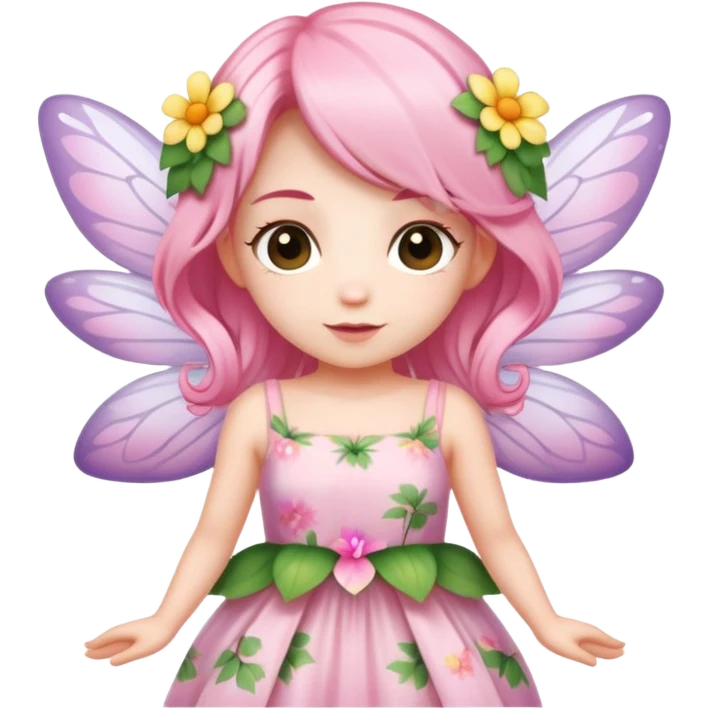 A light pink hair fairy with flower dress emoji
