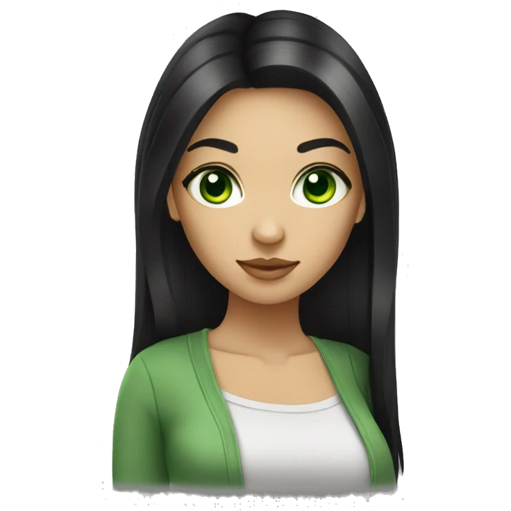 web designer girl with black hair and green eyes emoji