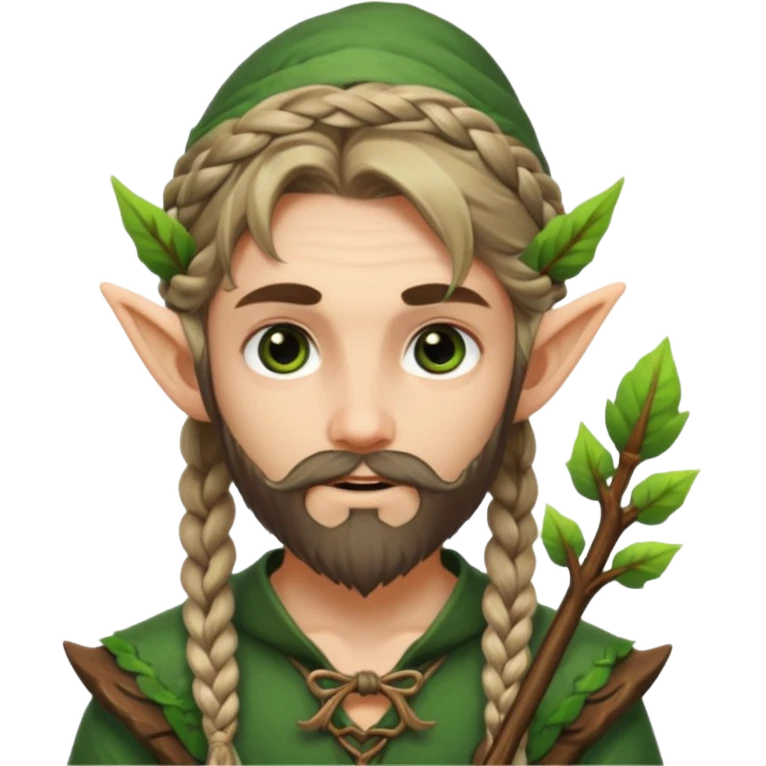 Forest elf with braided beard and bow emoji
