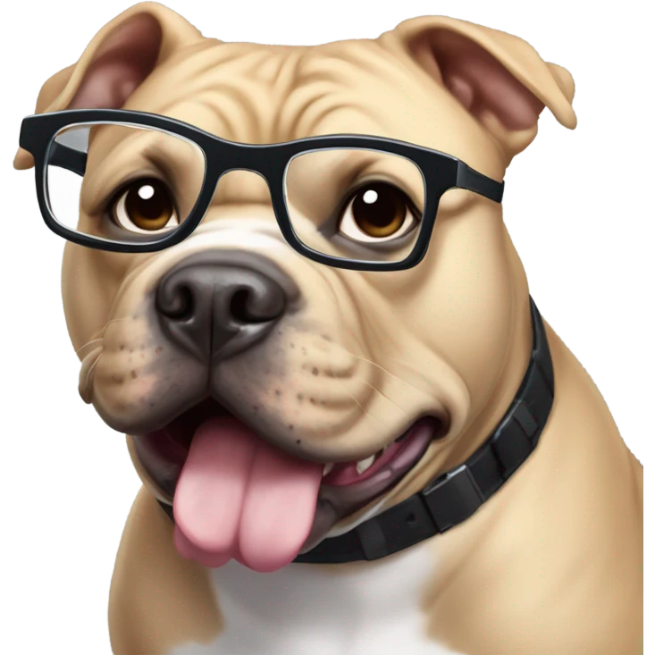 99% Black American Bully with nerd glasses emoji