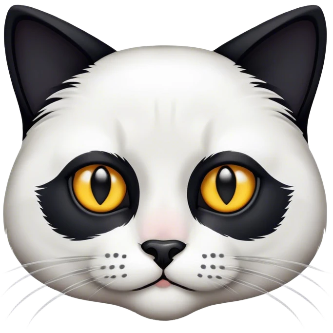 black and white cat face more black than white mean looking black nose emoji