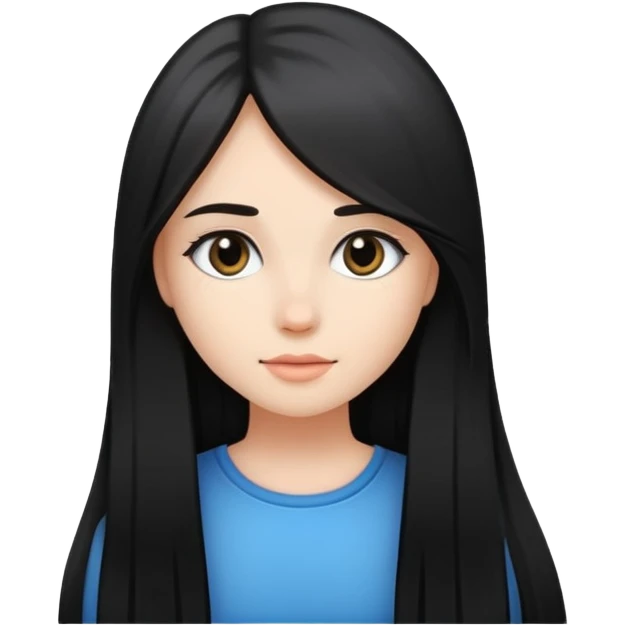 Pretty girl with black straight and long hair  emoji