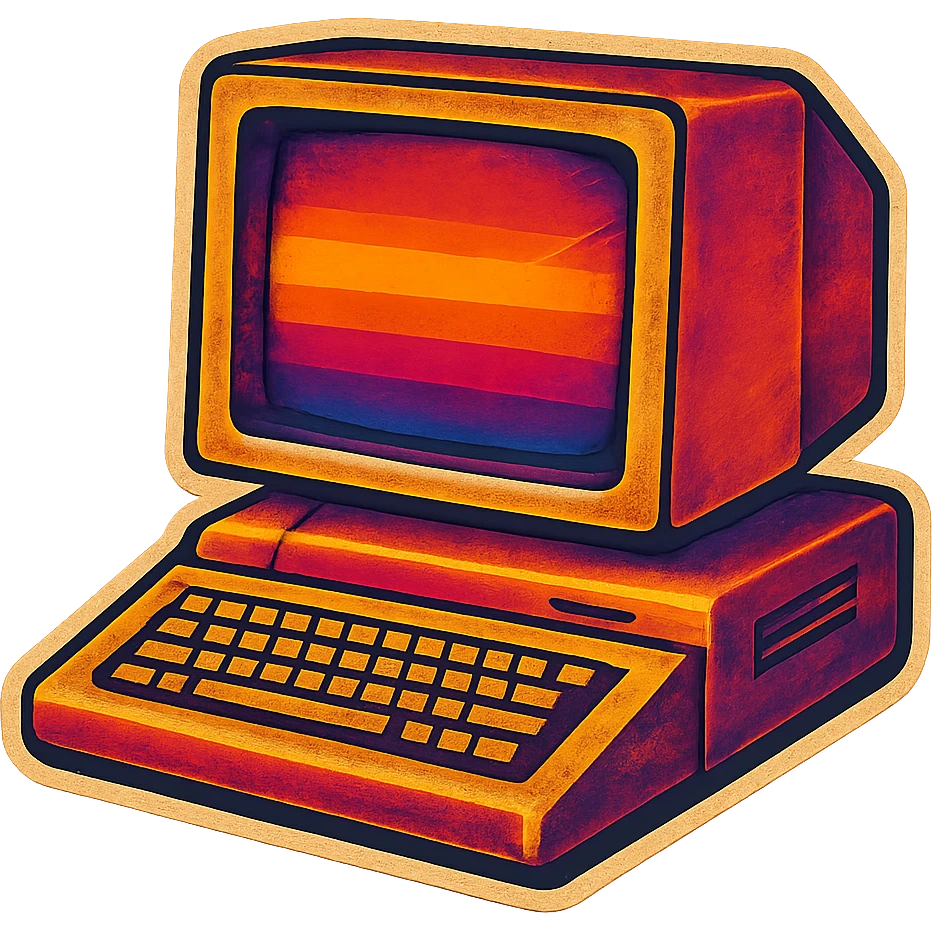 A vintage desktop computer with monitor and keyboard emoji