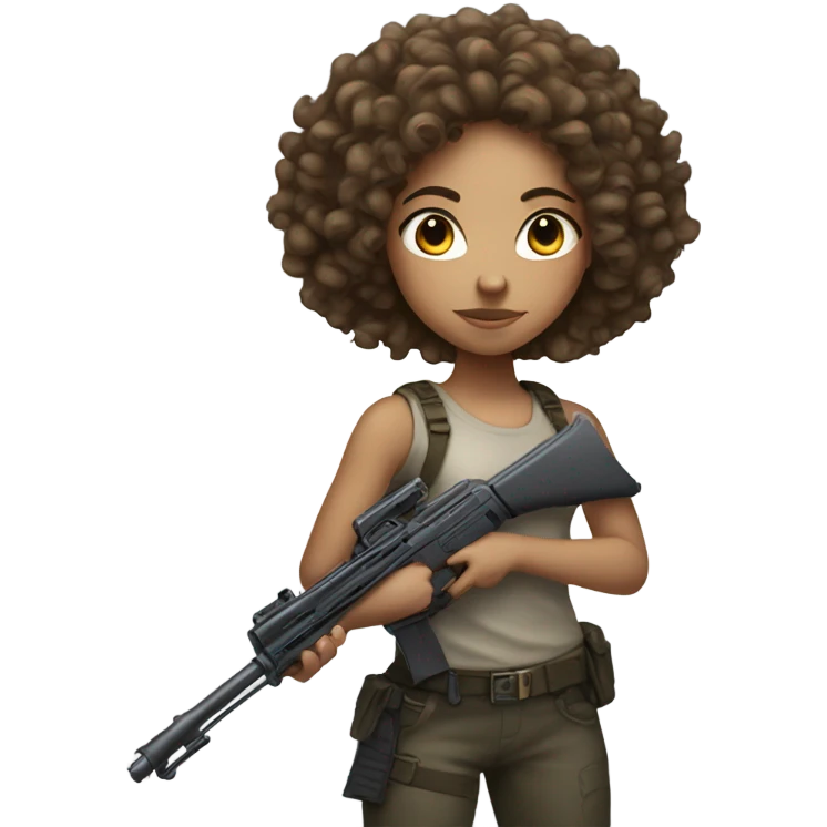 light skinned girl with curly hair with weapon emoji