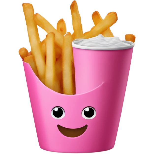 Fries and fried fish in pink cup emoji