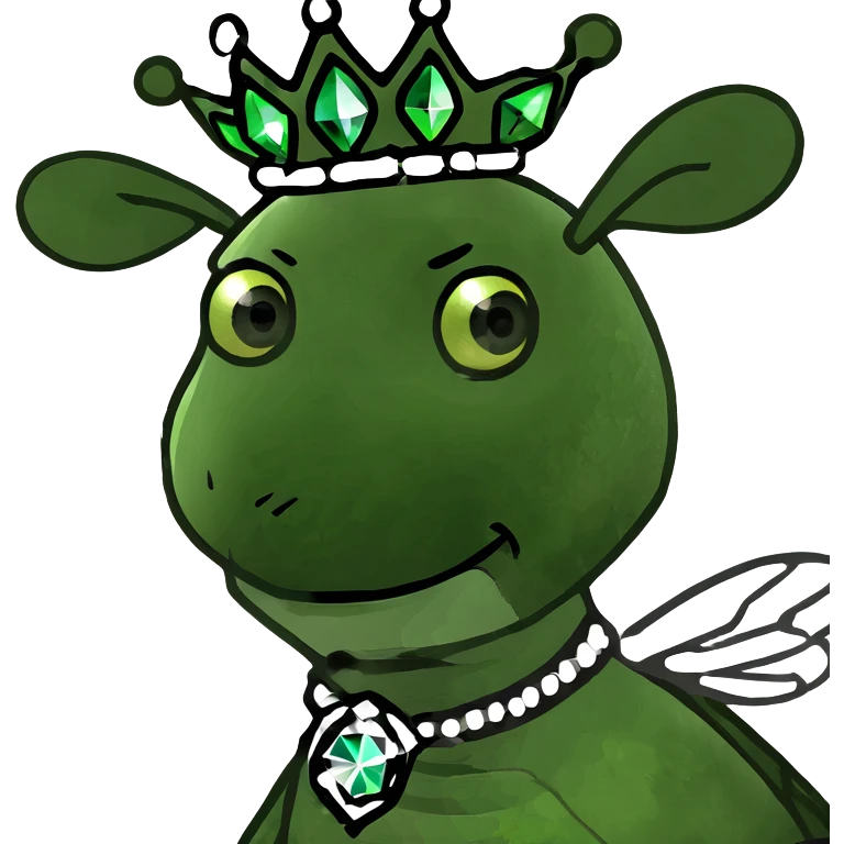 Fancy mint green queen bee with diamond jewelry, rhinestone embellishments, and glitter sparkles emoji